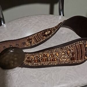 Leather Belt With Beaded Detail